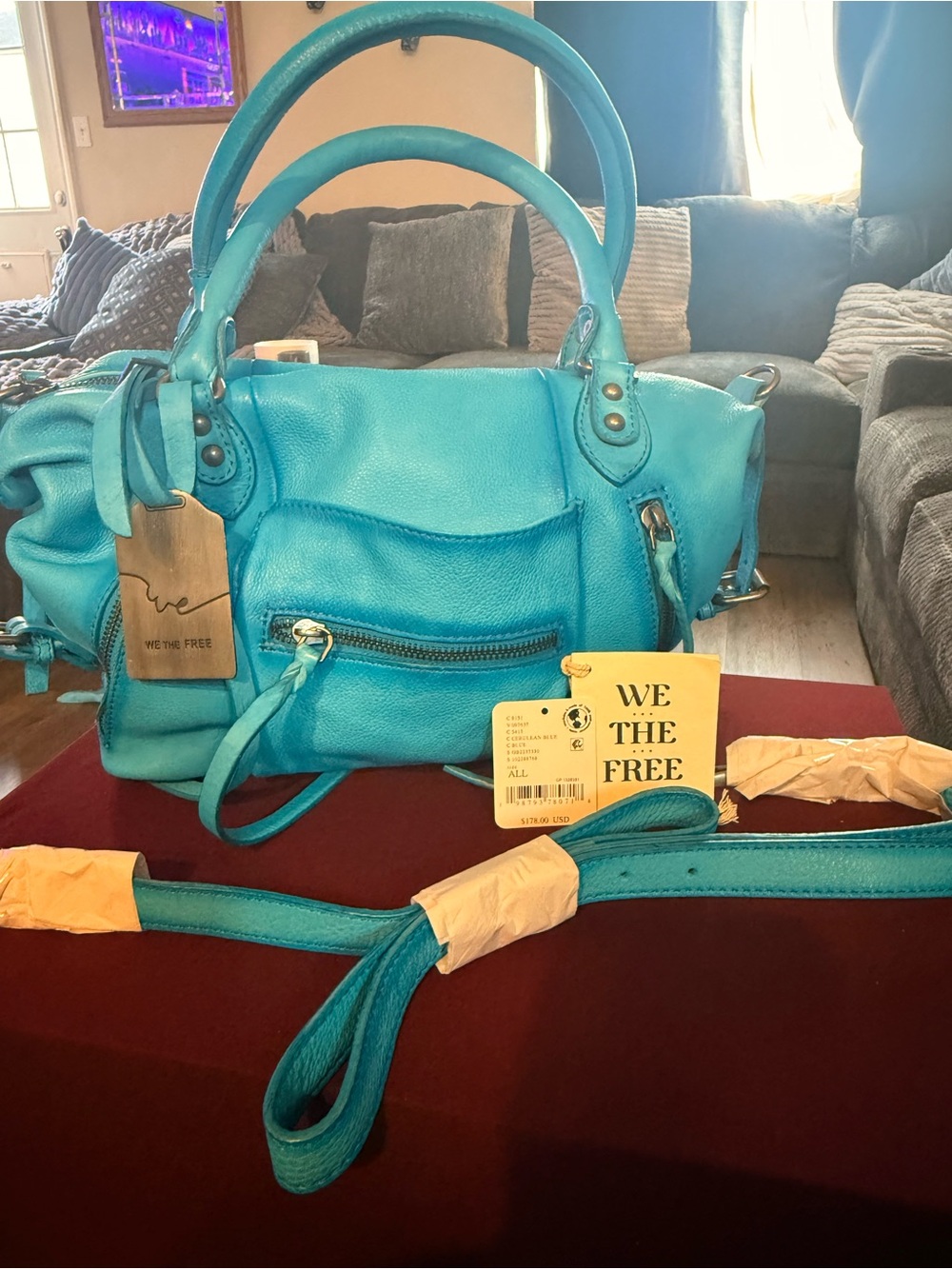We The Free/free people Cerulean BABY EMERSON Leather Satchel Bag